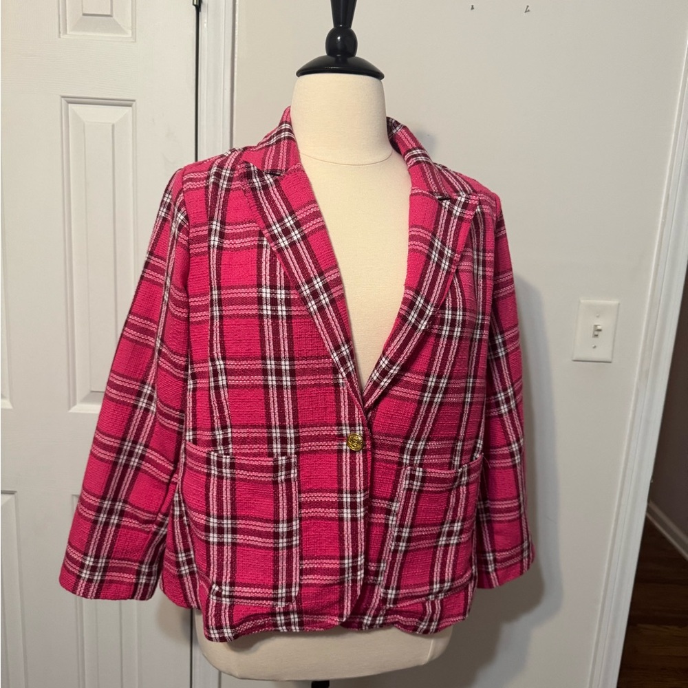Cato Pink Plaid Women's Blazer